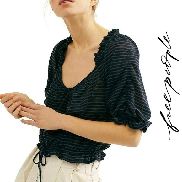Free People NWT Dorothy Top Black Gray Stripe, XS - Picture 14 of 14